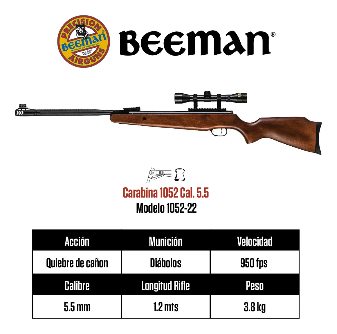 Rifle de aire Beeman 1052 calibre .22