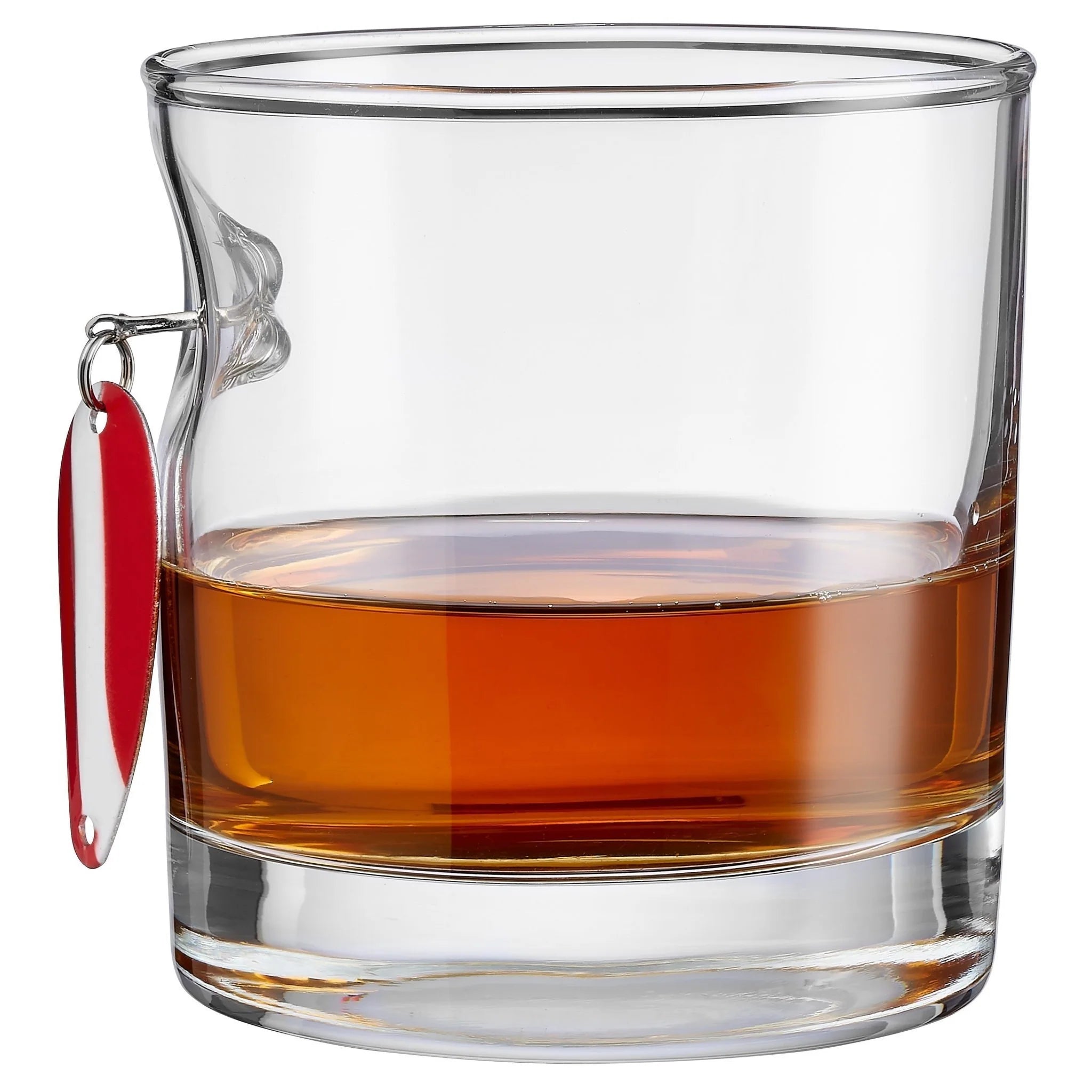 Vaso para Whisky con señuelo de pesca