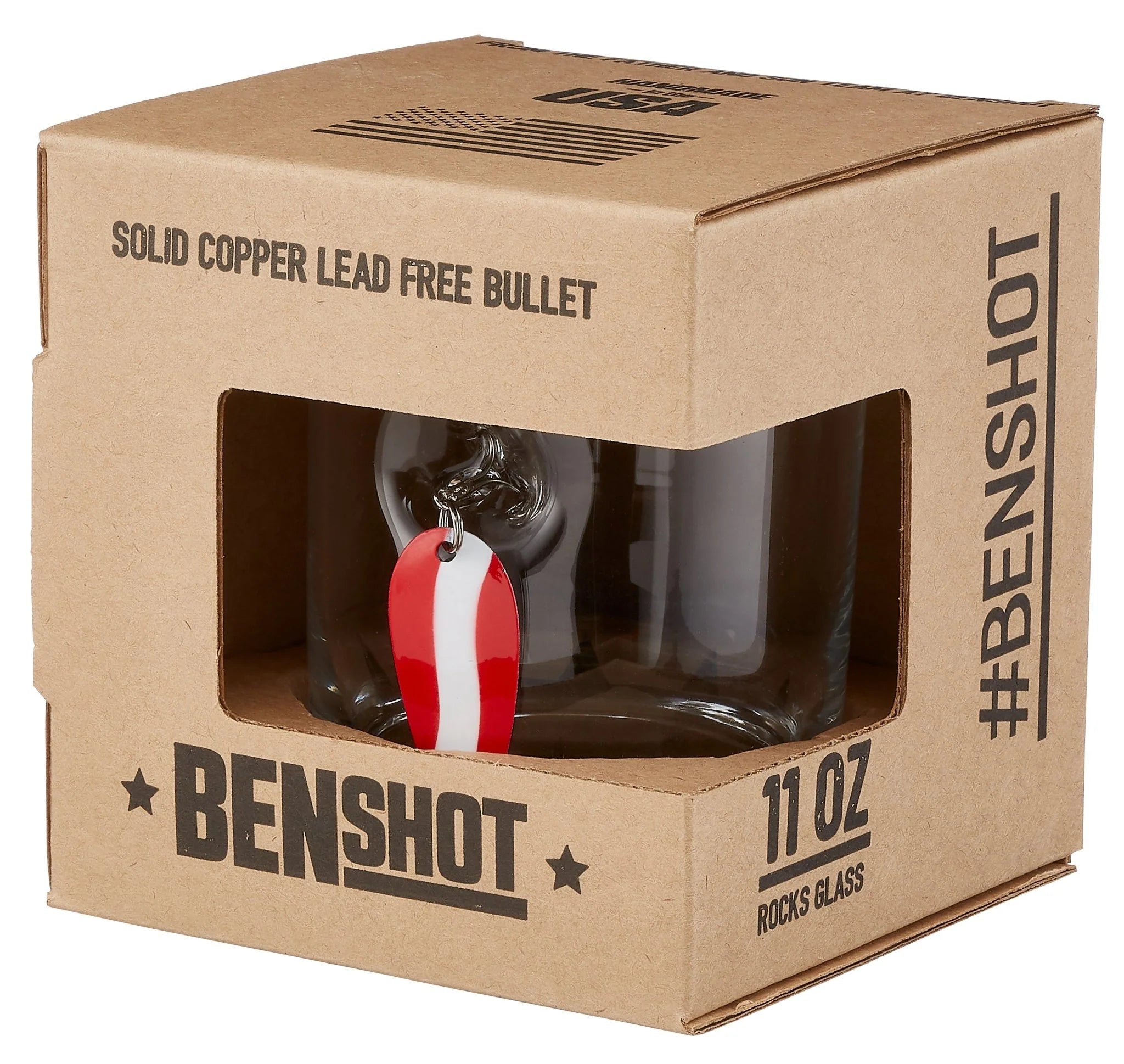 Vaso para Whisky con señuelo de pesca