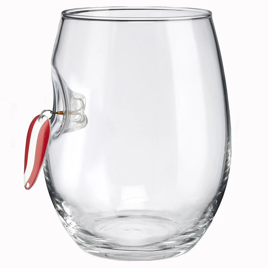 Vaso para Vino con señuelo de pesca