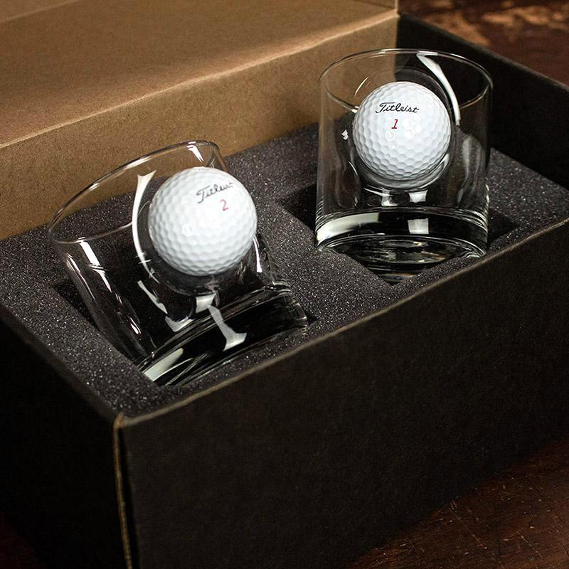 Vaso para Whisky con pelota de Golf